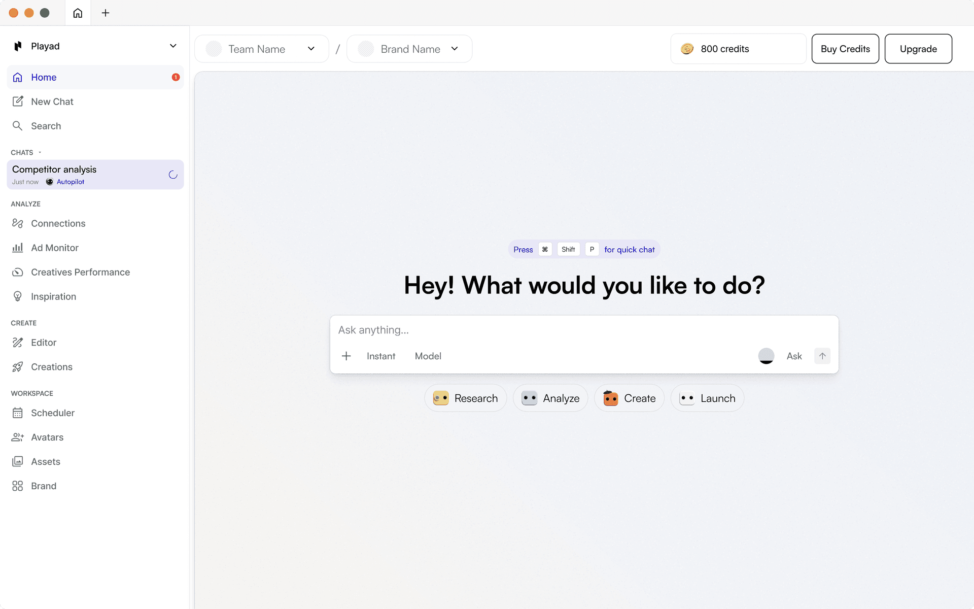 Playad Desktop app showing an Autopilot conversation