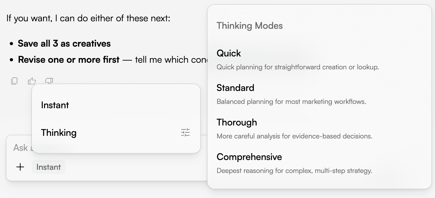 Chat Thinking modes