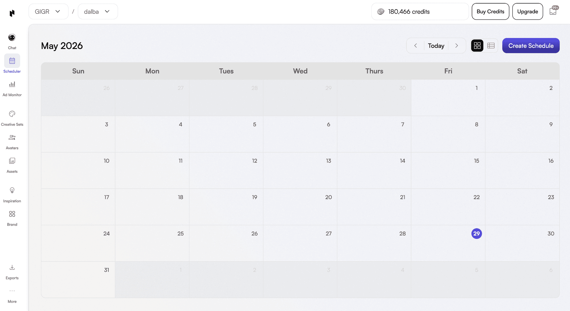 Scheduler calendar
