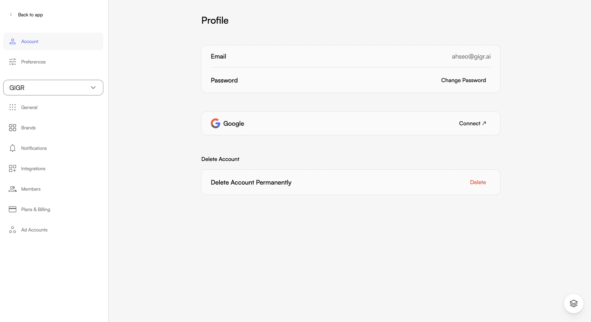 Profile settings